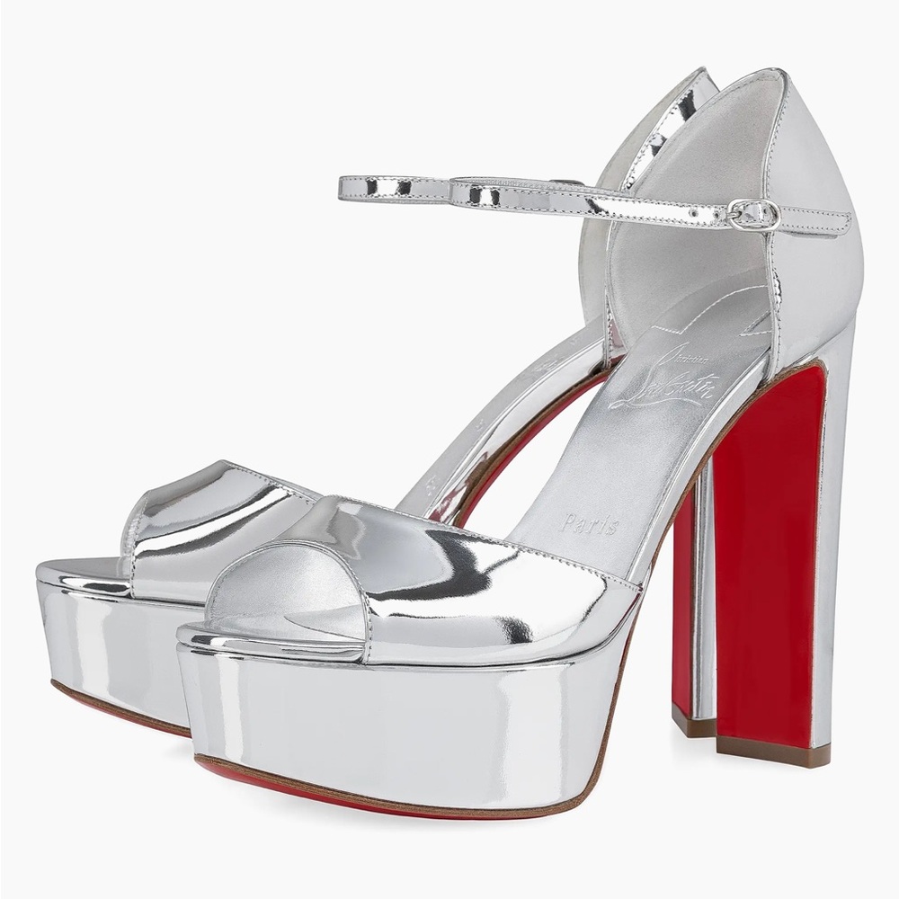 RARE SOLD OUT 🌹 Sandaloo Louboutins 130MM Metallic Leather Platform Sandals
